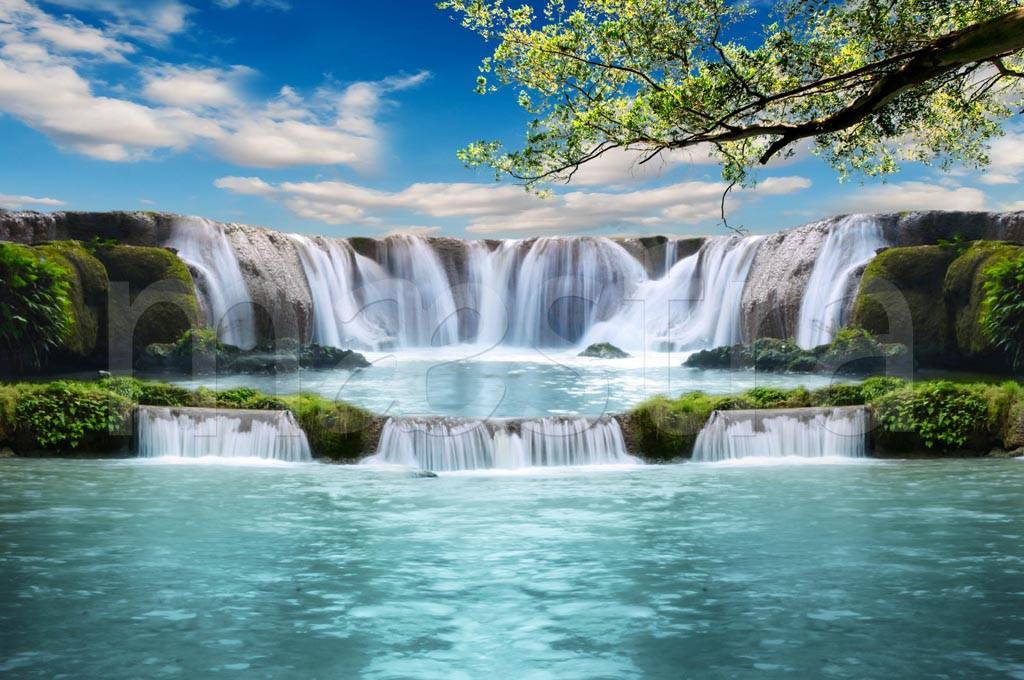 Фотообои Водопад с голубой лагуной