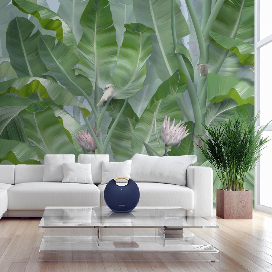 фотообои в спальню тропические листья яркие фон 13-667