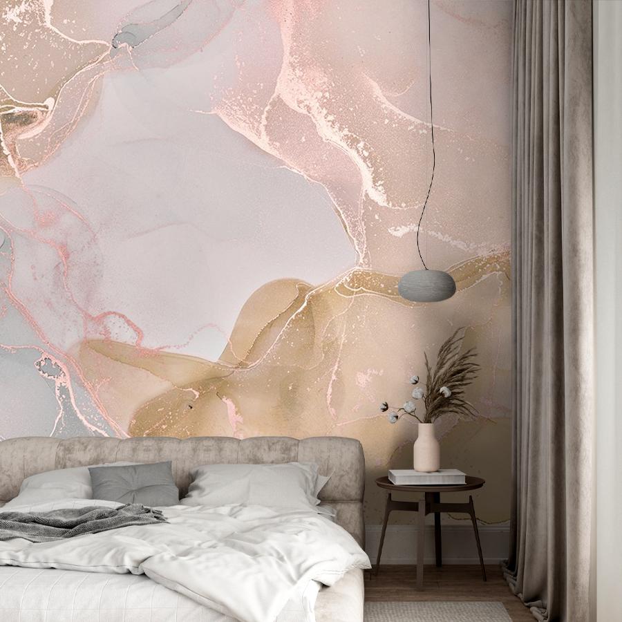 фотообои розовый флюид с золотом 9-1501