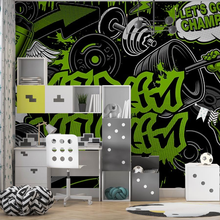 фотообои черно-зеленое граффити 12-1284 фотообои черно-зеленое граффити 12-1284