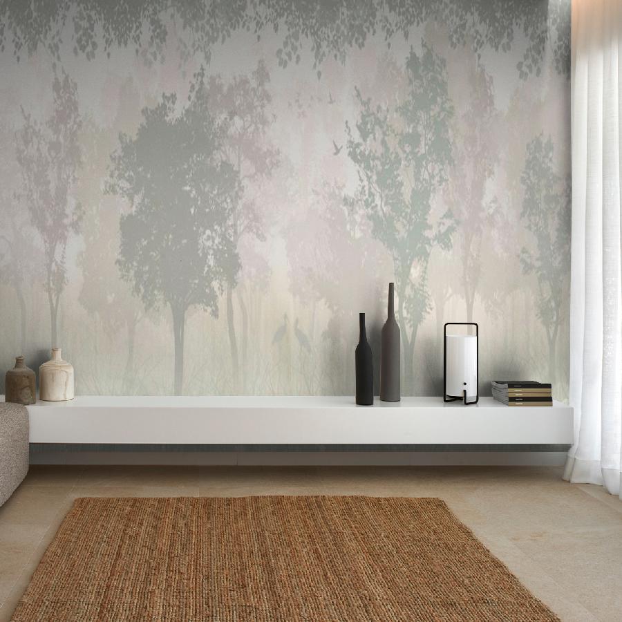 фотообои летний лес в тумане 14-130