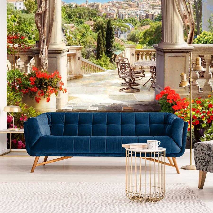 фотообои арка в цветах возле набережной 19-0134