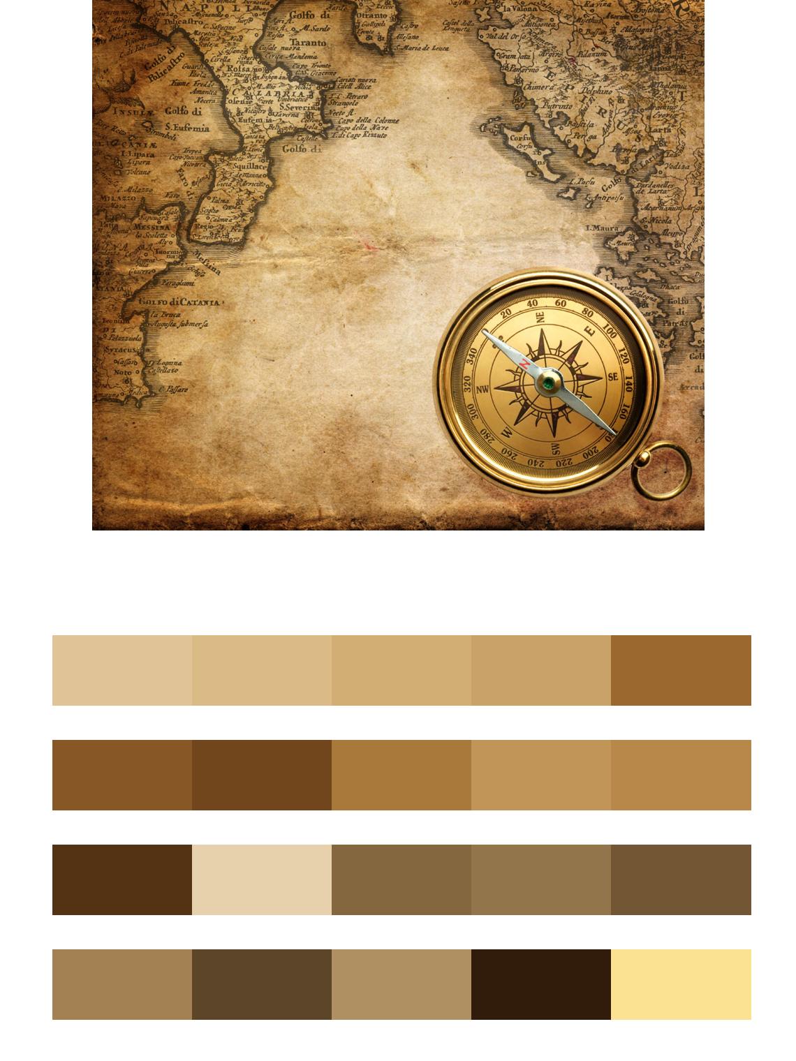Карта с компасом на английском языке цвета