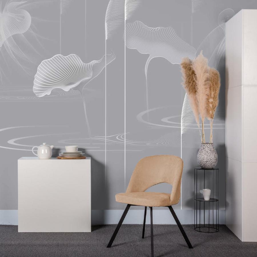 фотообои тонкие линии колоски и кувшинки 13-988