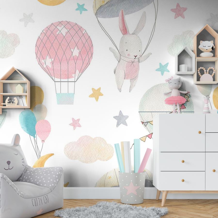 Фотообои и фотообои воздушные шары и зайцы 12-737