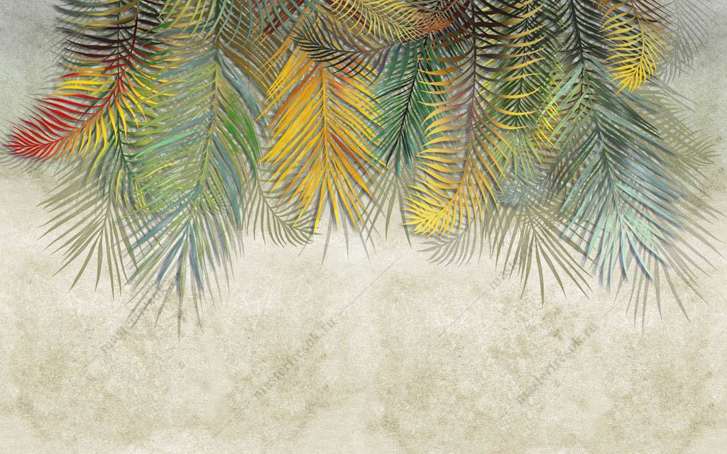 Фотообои Разноцветные листья пальмы