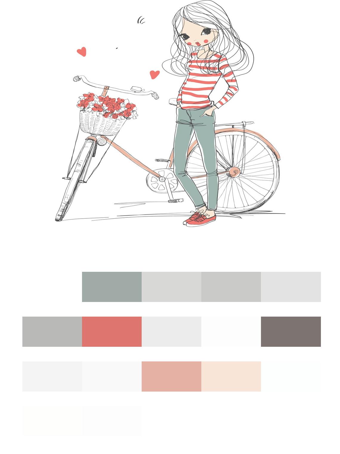 Девушка с велосипедом цвета