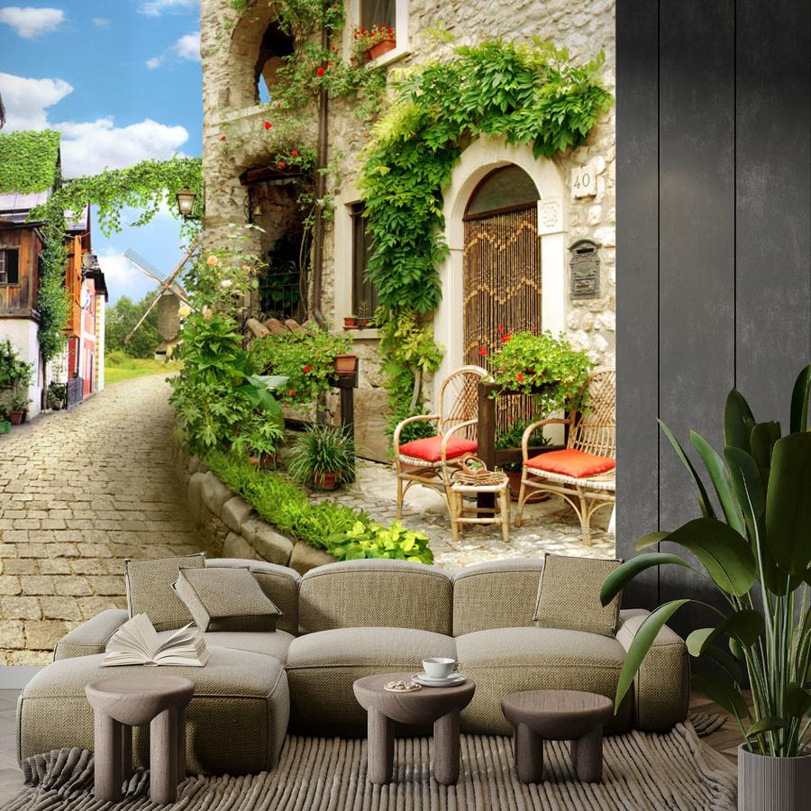фотообои улочка с арочными дверьми 19-0010