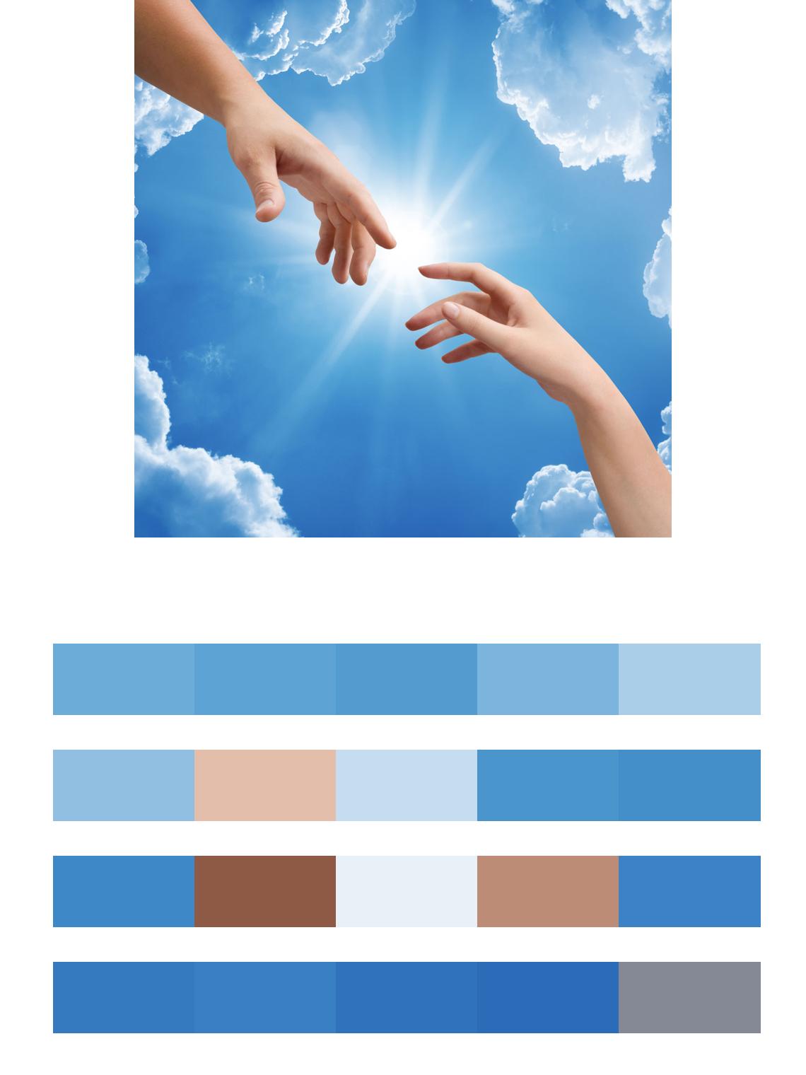 Две руки в небе цвета