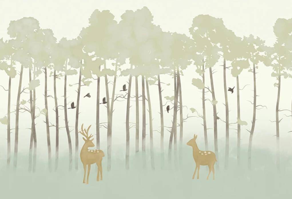 Фотообои Сказочный лес с оленями