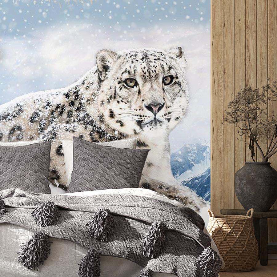 фотообои снежный барс в горах 14-279