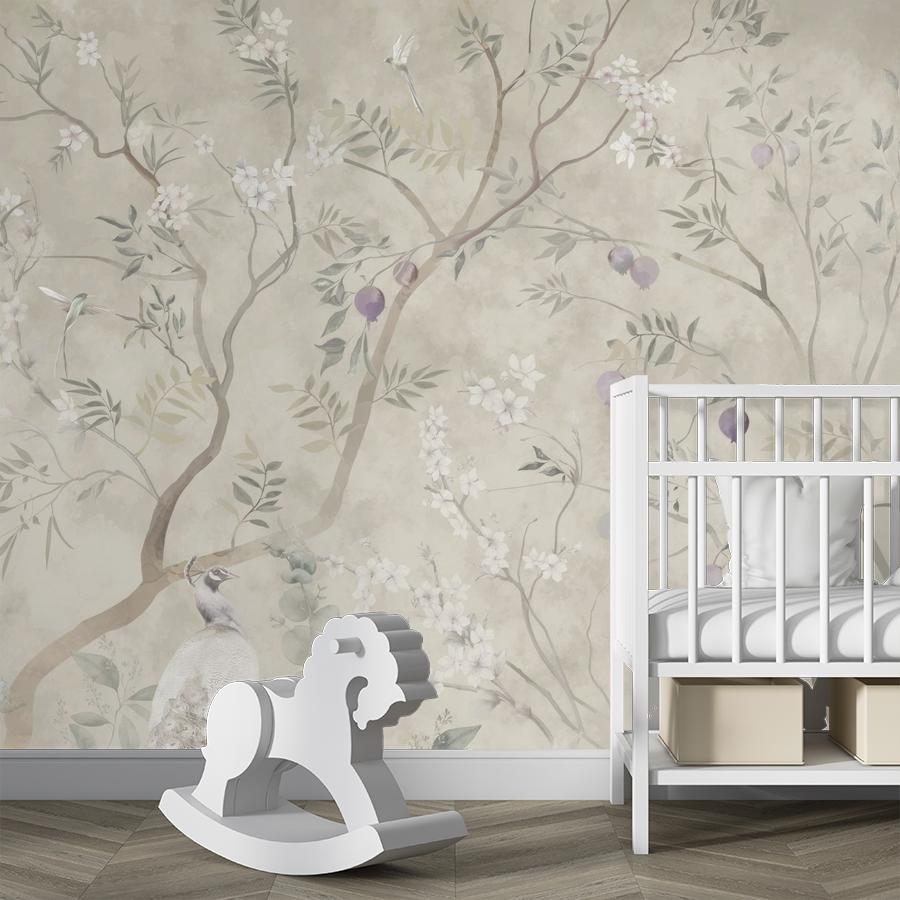 фотообои шинуазри пейзаж с павлином 13-1114