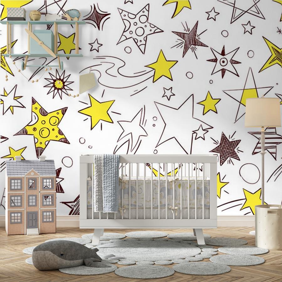 Фотообои и фотообои звездочки желтые 12-703