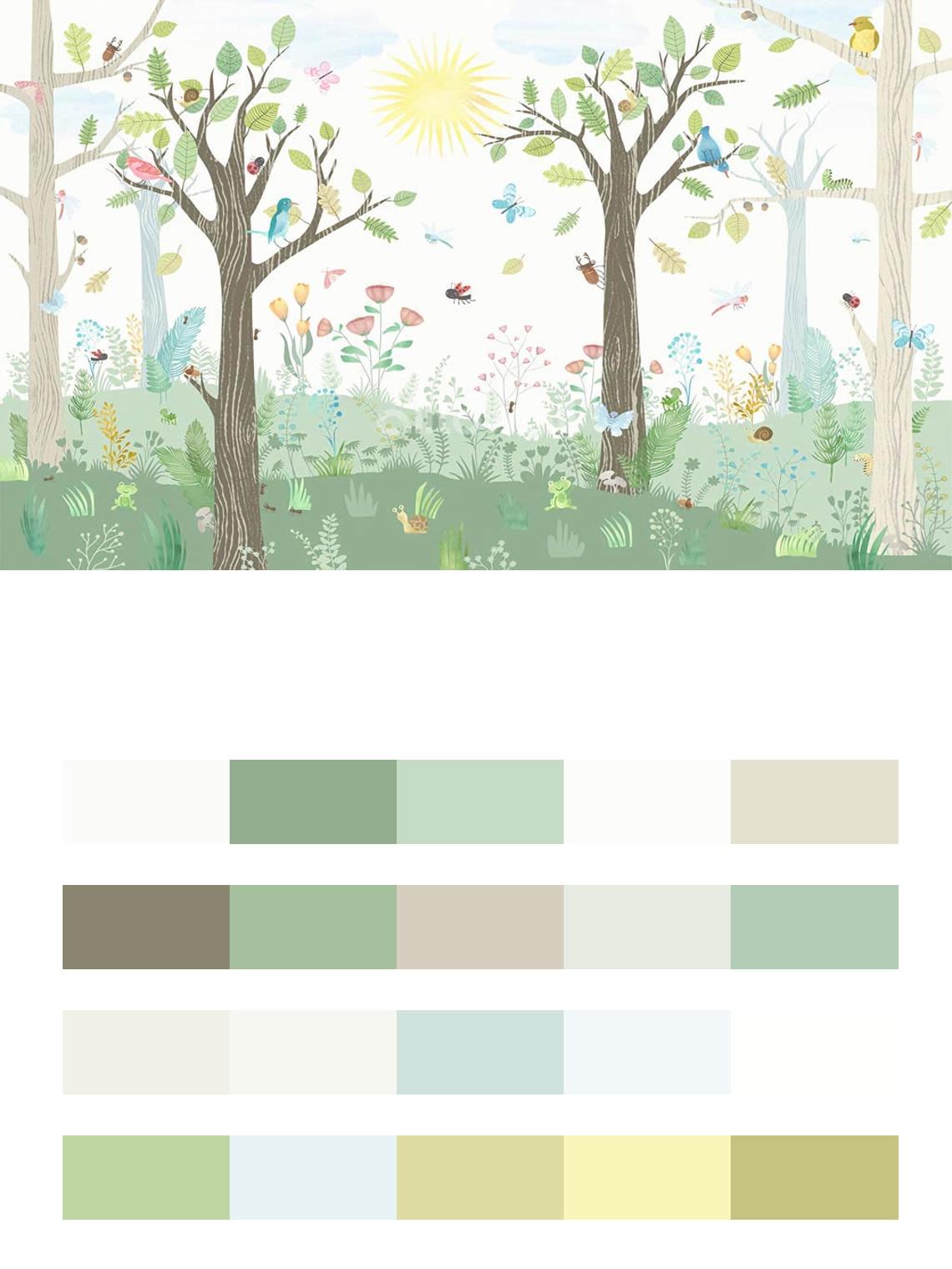 Лес зеленый рисунок цвета