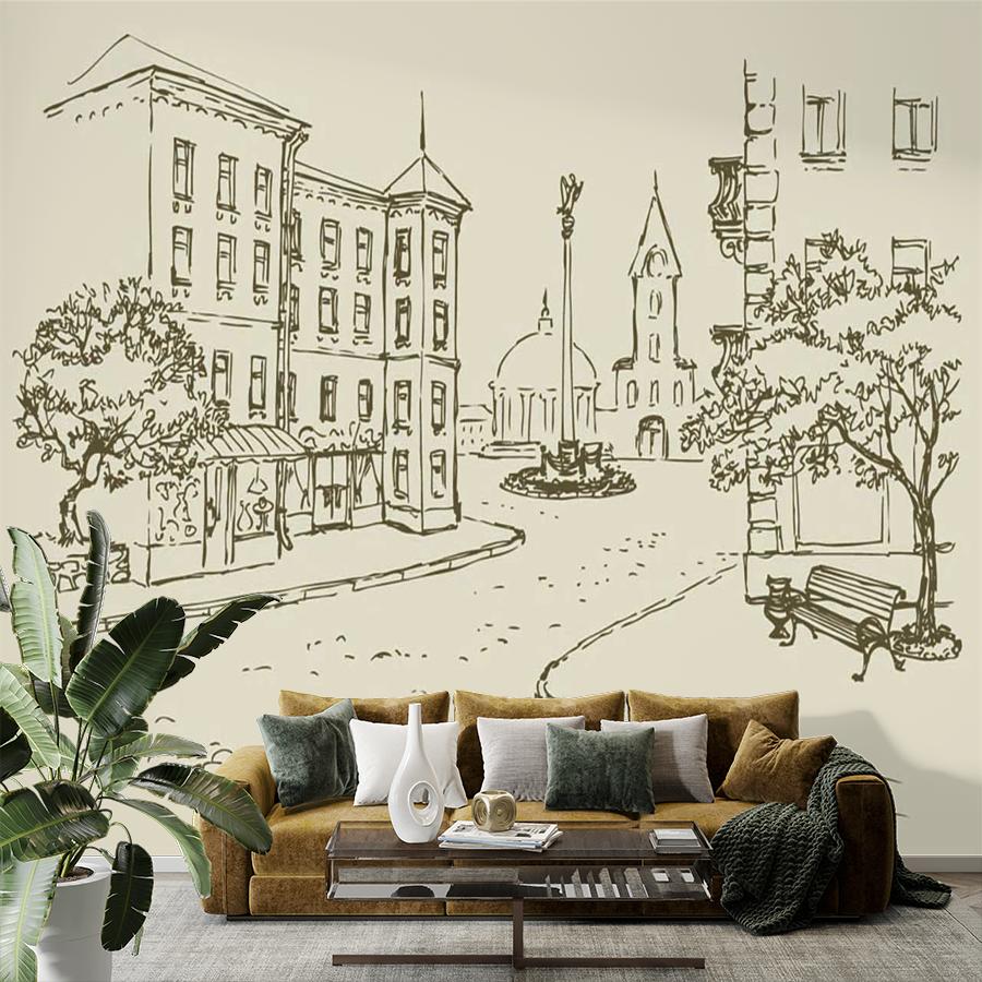 фотообои городская улочка рисунок 9-143