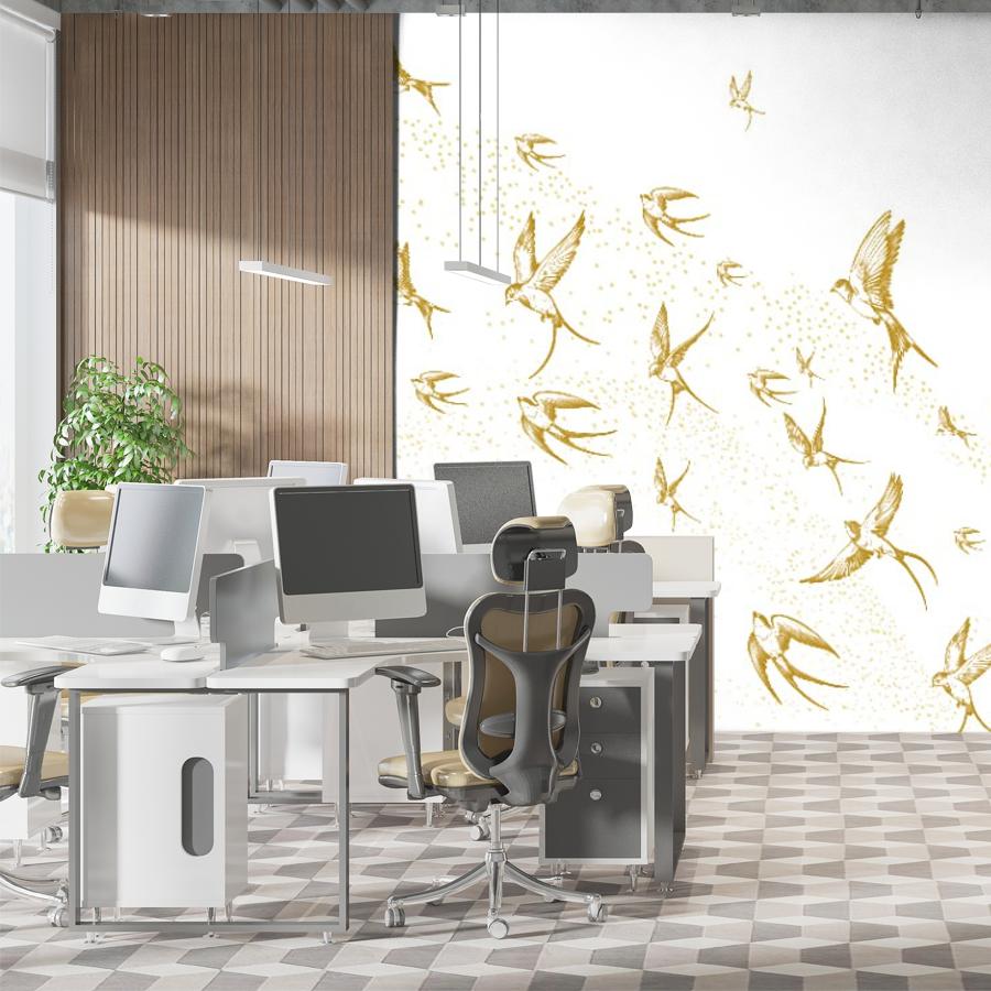 фотообои золотые птицы в гостиную 14-1192