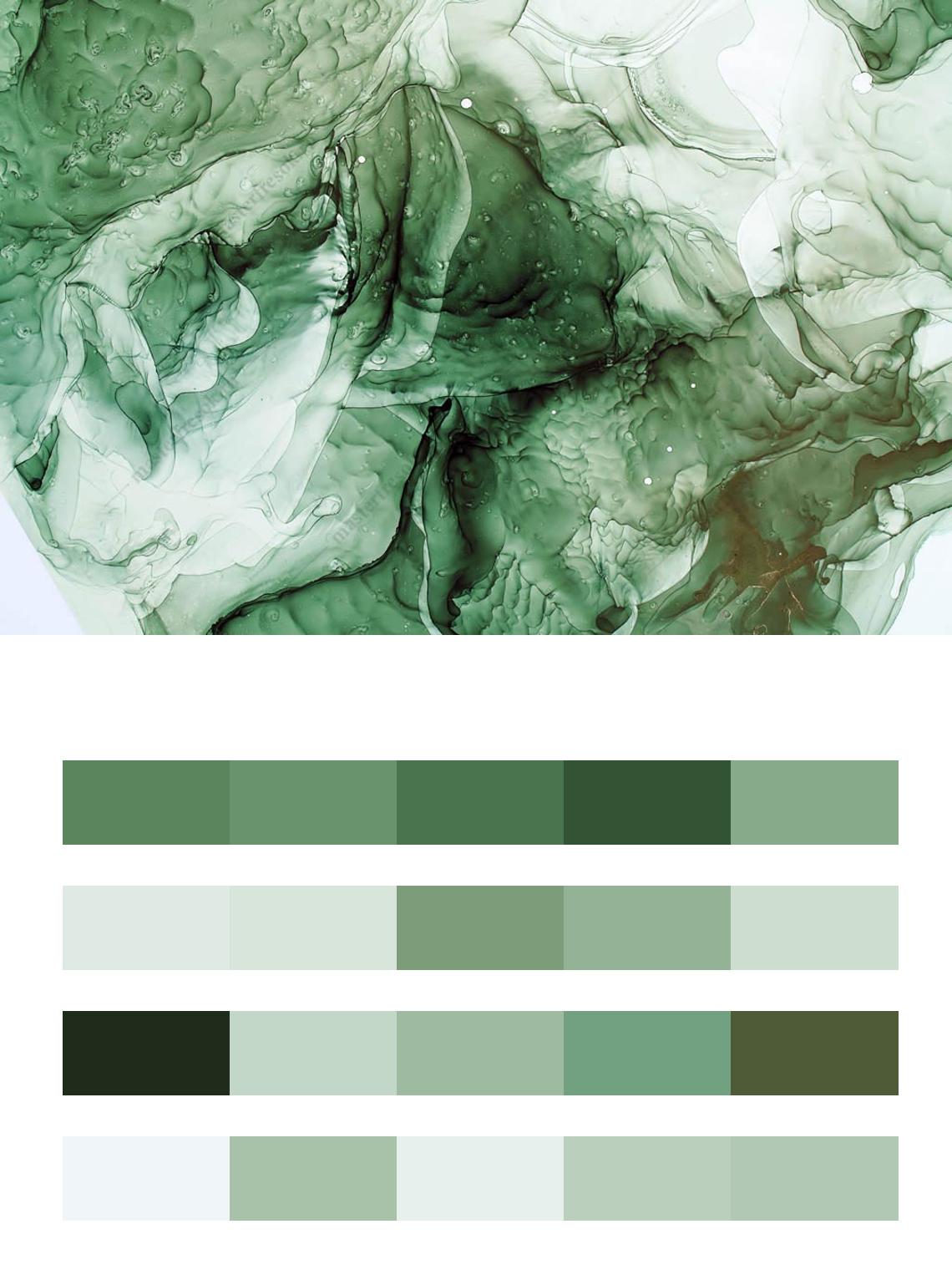 Флюид арт зеленые чернила цвета