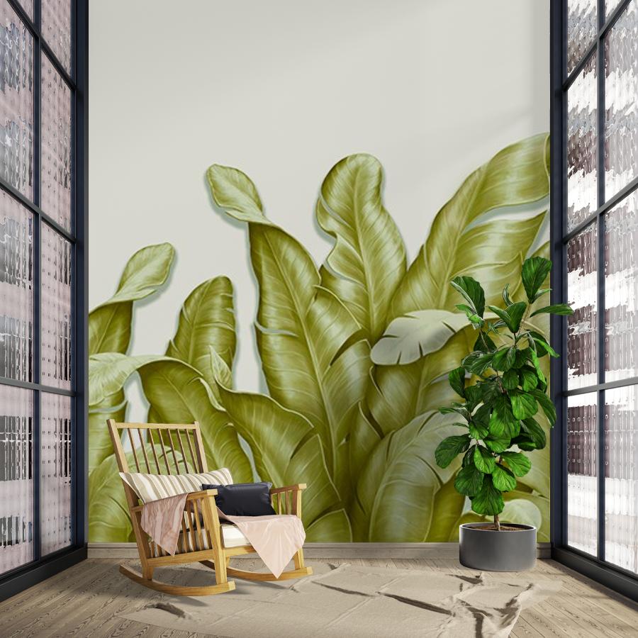 фотообои листья 3д зеленые 9-1924