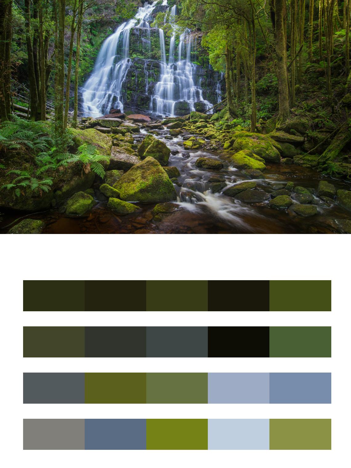 Водопад на западном побережье Тасмании, Нельсон цвета