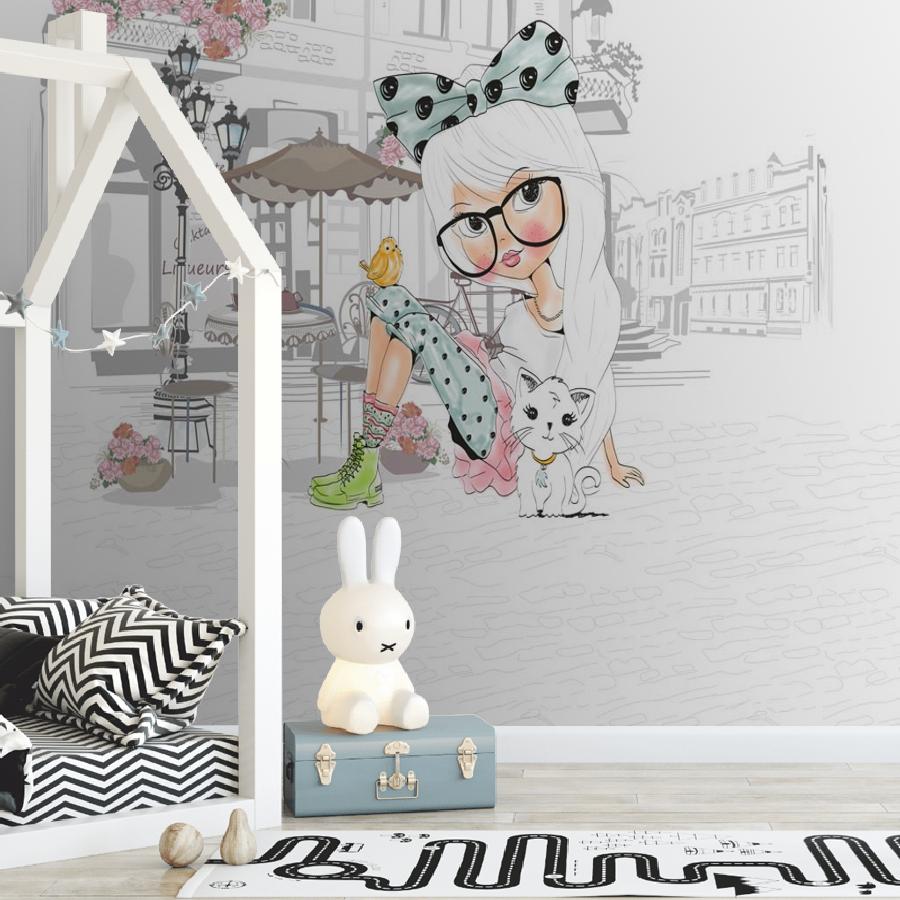 фотообои модная девочка в кафе 14-274