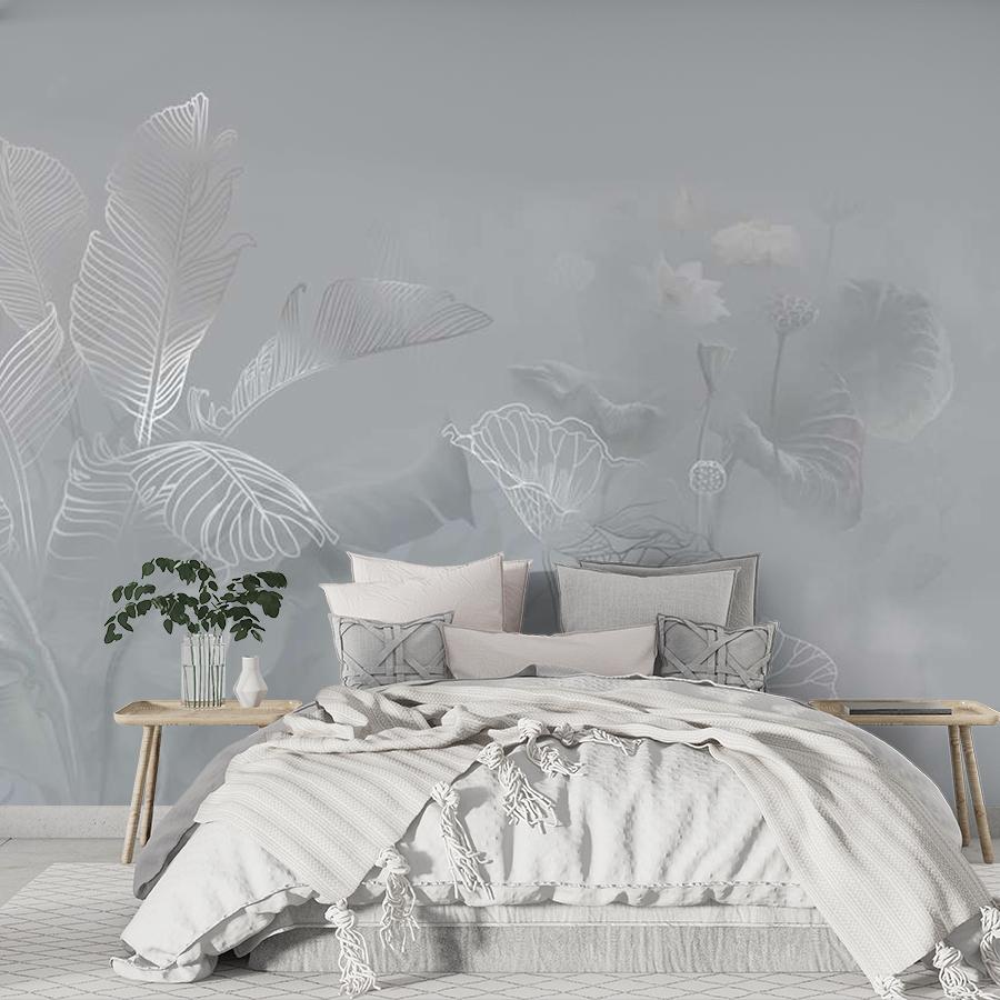 фотообои листья в темном тумане 13-1083