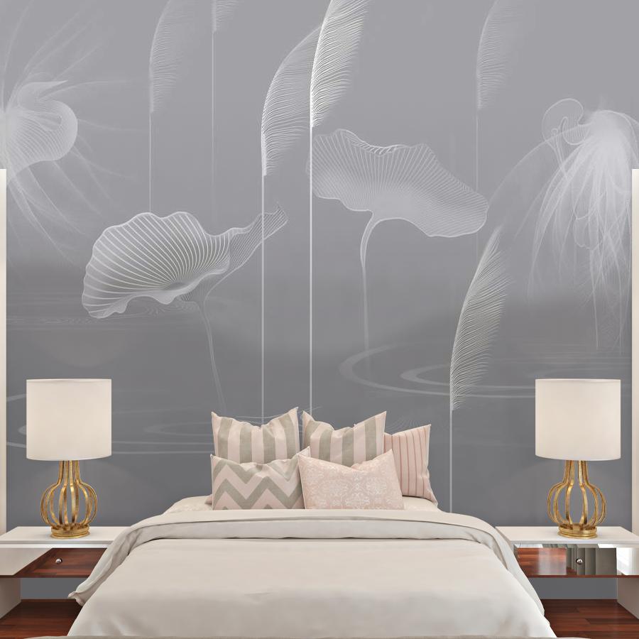 фотообои тонкие линии колоски и кувшинки 13-988