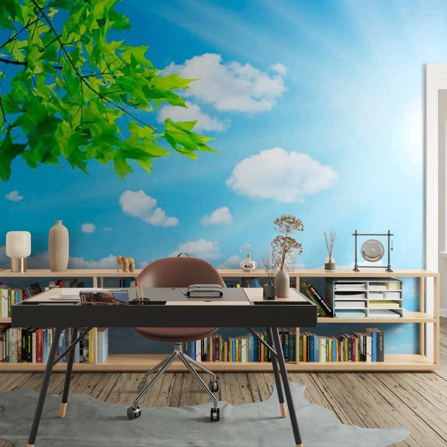 фотообои зеленая  ветка в небе 9-396