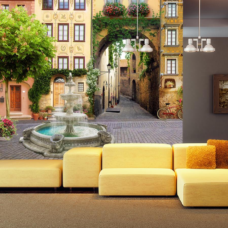 фотообои площадь с фонтаном 19-0064