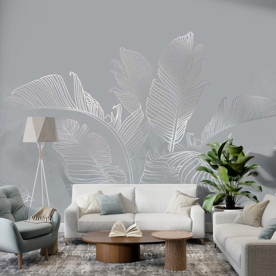 фотообои листья в темном тумане 13-1083