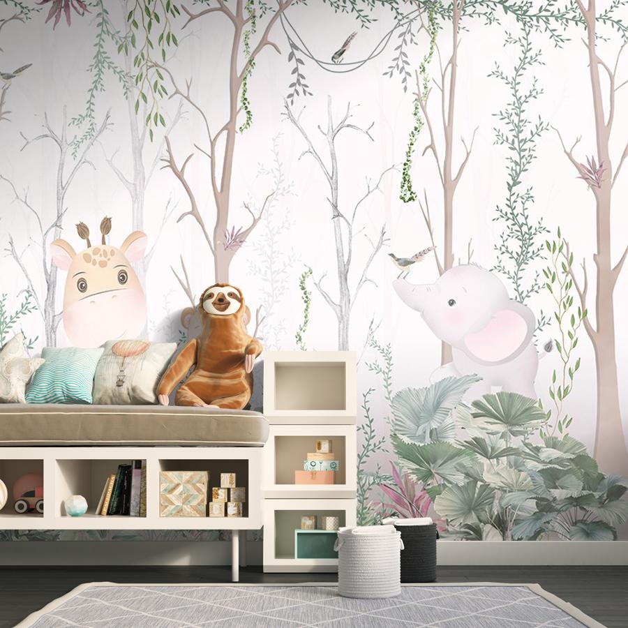 фотообои детские лес с веселыми зверушками 12-1605 фотообои детские лес с веселыми зверушками 12-1605