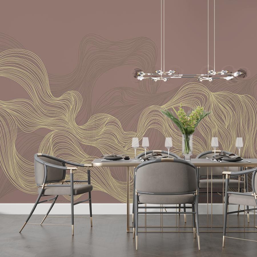 фотообои линии золотые на терракотовом 14-972