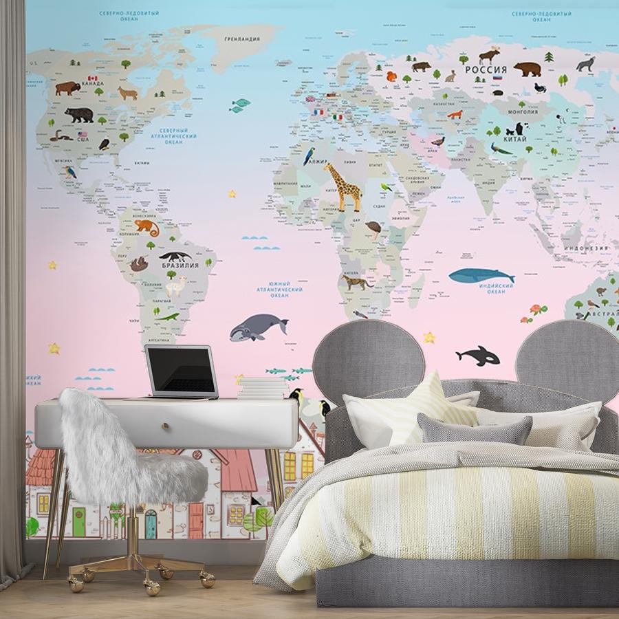 фотообои карта мира в детскую 14-541 фотообои карта мира в детскую 14-541