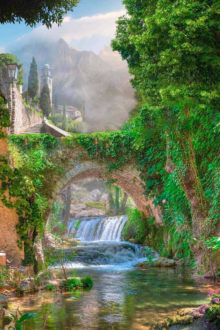 фотообои с видом на горы и водопад 7-046