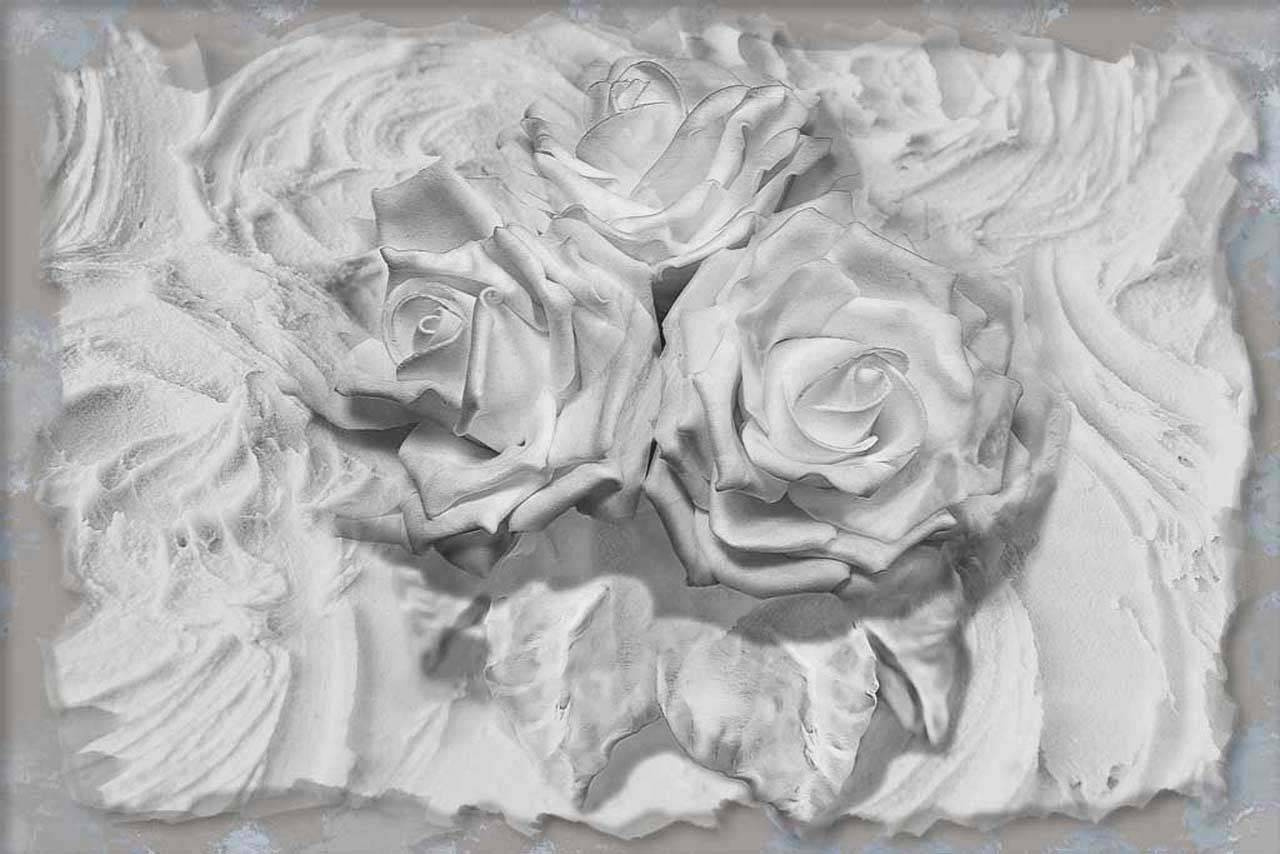 Фотообои Объемные розы из лепнины