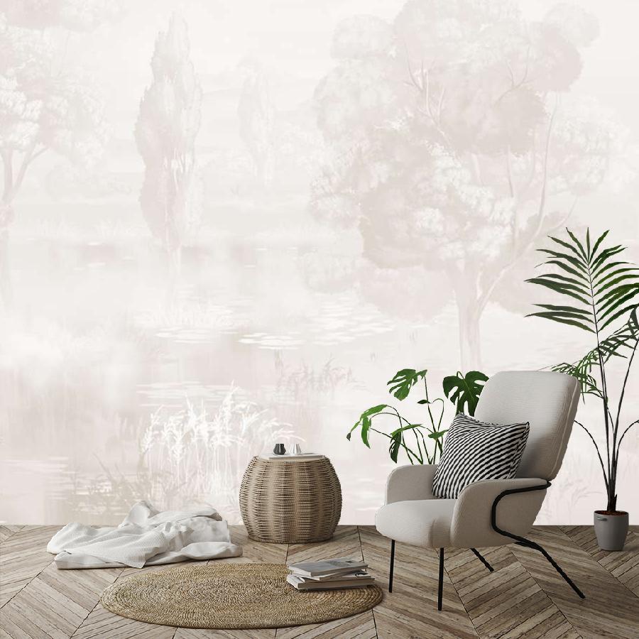 фотообои деревья бежевые в дымке 13-1078