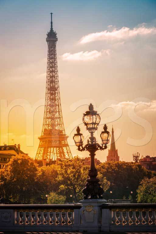 Фотообои Эйфелева башня и фонарь