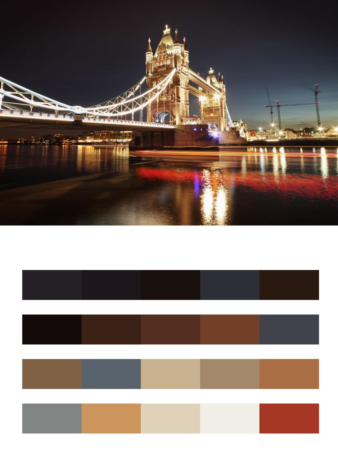 Вечерний тауэрский мост цвета