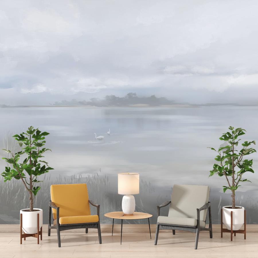 фотообои озеро в утреннем тумане 13-1101