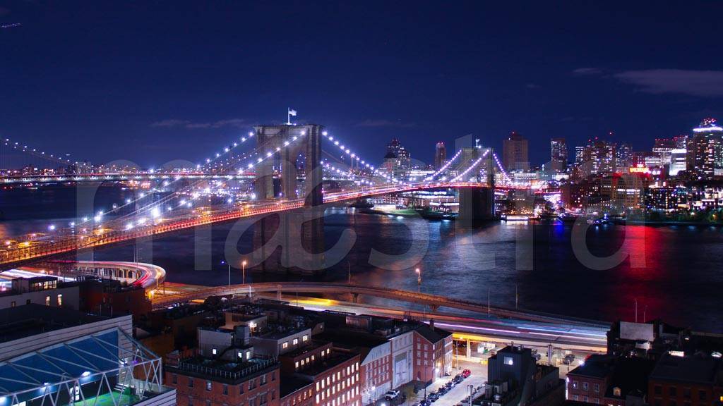 Фотообои Ночной Бруклинский мост в синеве
