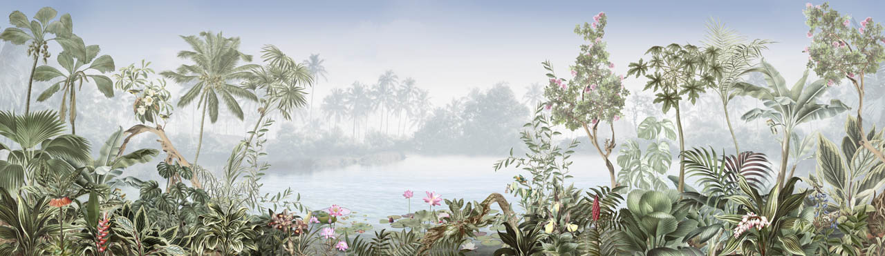Фотообои Тропический лес с видом на озеро