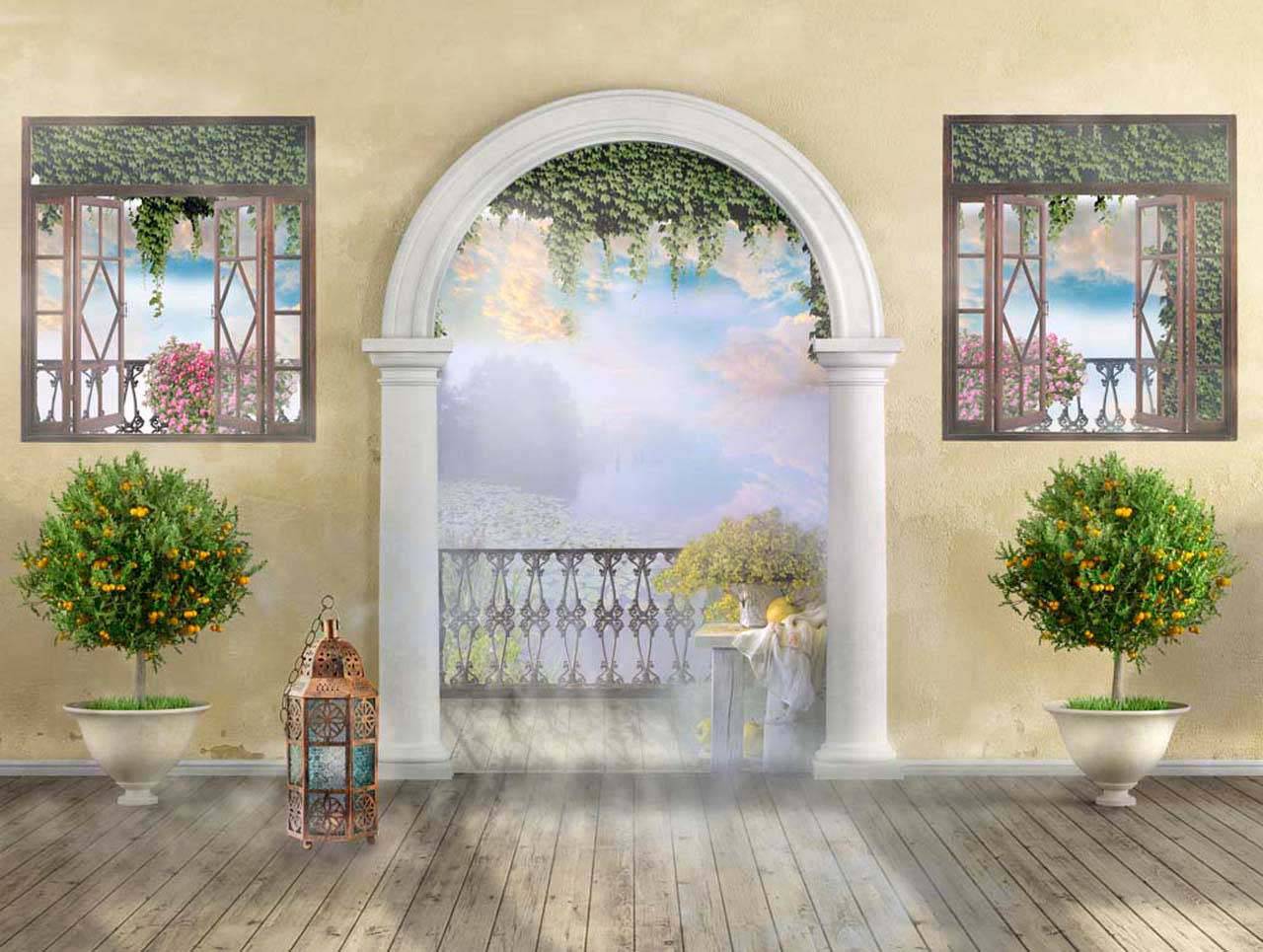 фотообои терраса с аркой расширяющая пространство 7-168 фотообои терраса с аркой расширяющая пространство 7-168