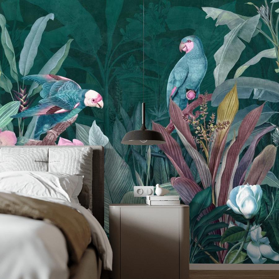 фотообои попугаи в ночных тропиках 12-1842