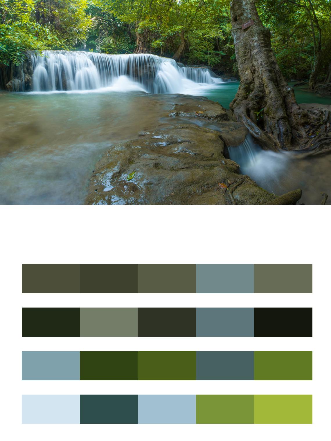 Водопад в тропических лесах Таиланда цвета