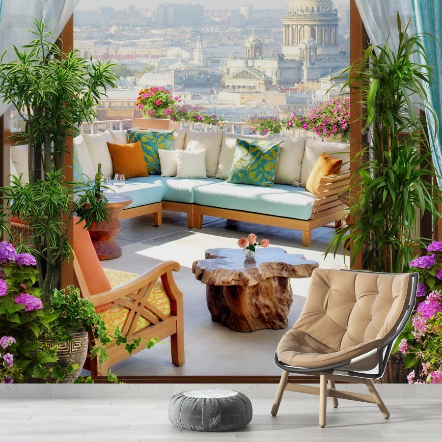 фотообои балкон над городом 19-0080