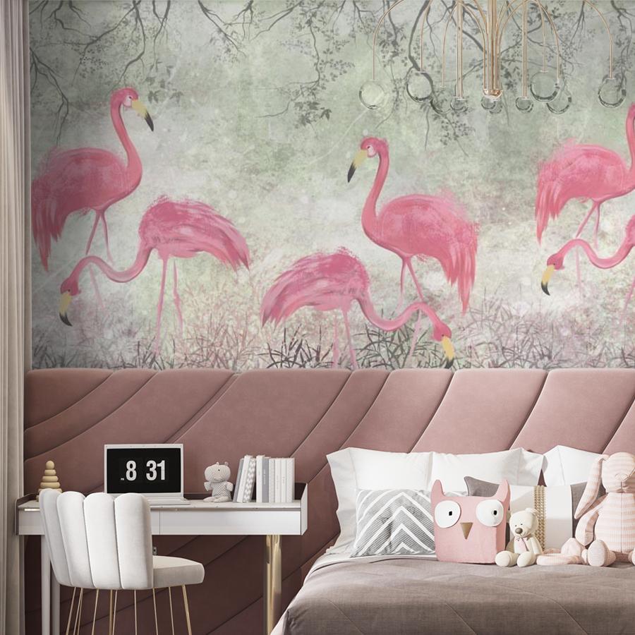 фотообои красивые фламинго в саду 9-1699