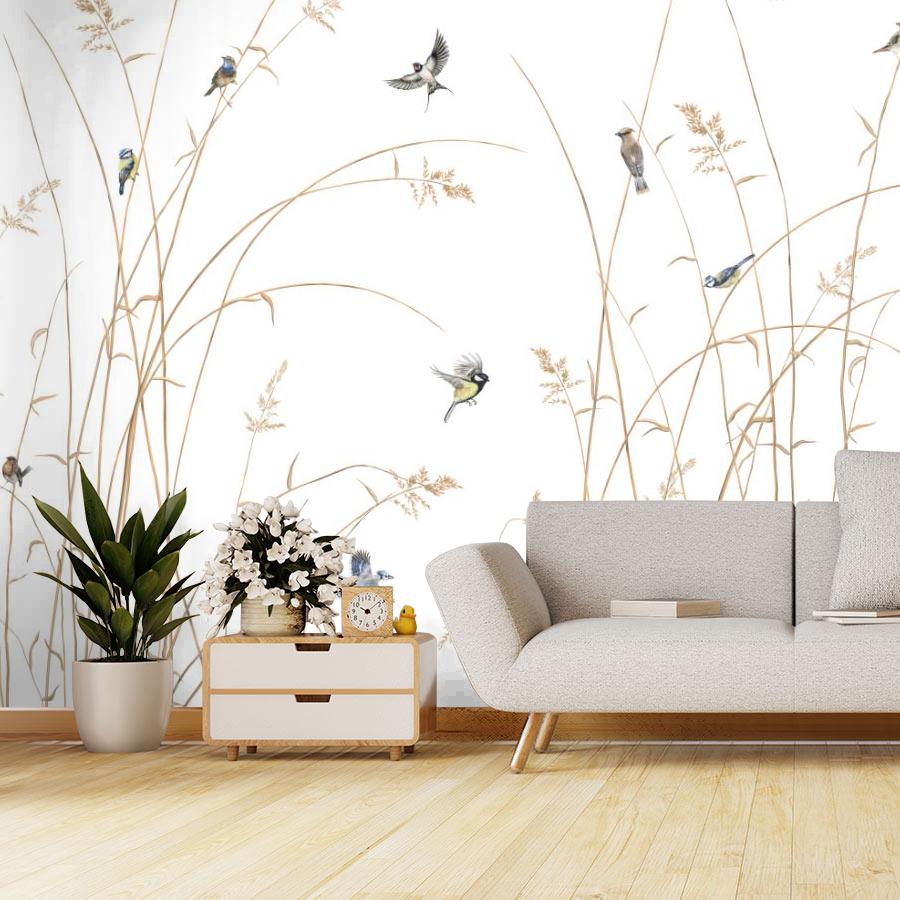 фотообои тонкие веточки и птицы 14-1160