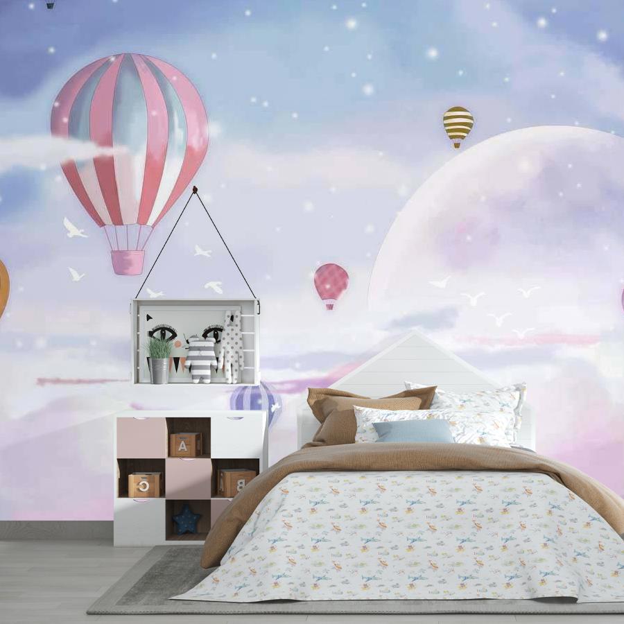 фотообои воздушные шары в розовом небе 12-430