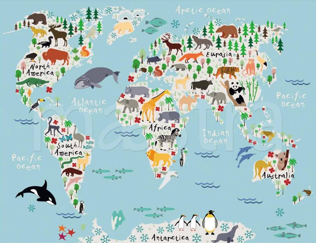 Фотообои Карта мира для детей