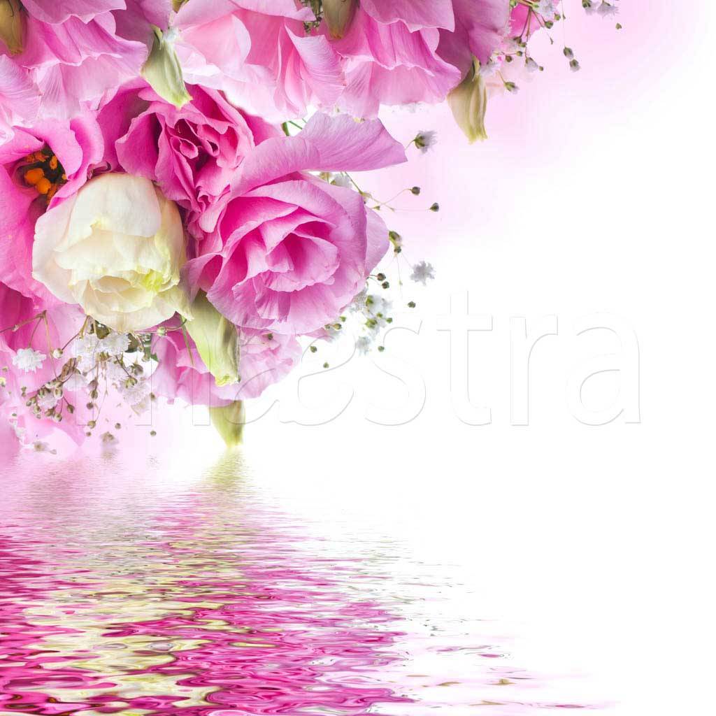 Фотообои Букет розовых роз на фоне воды