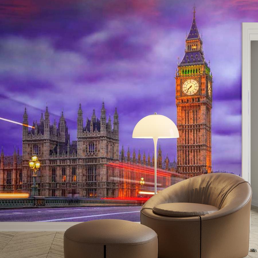фотообои биг бен в сиреневых облаках 9-566